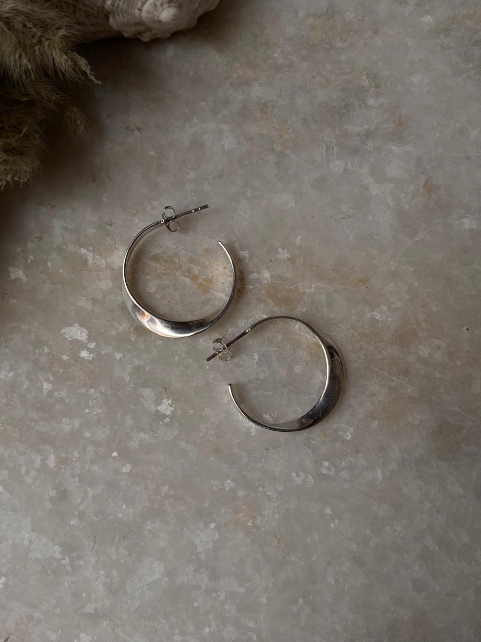 Chunky Italian Twist Statement Half 925 Sterling Silver Hoops
