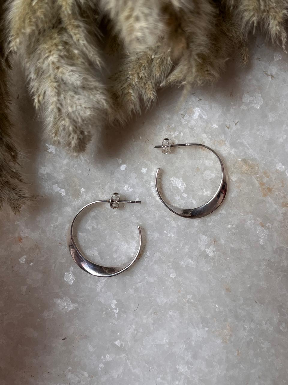 Chunky Italian Twist Statement Half 925 Sterling Silver Hoops