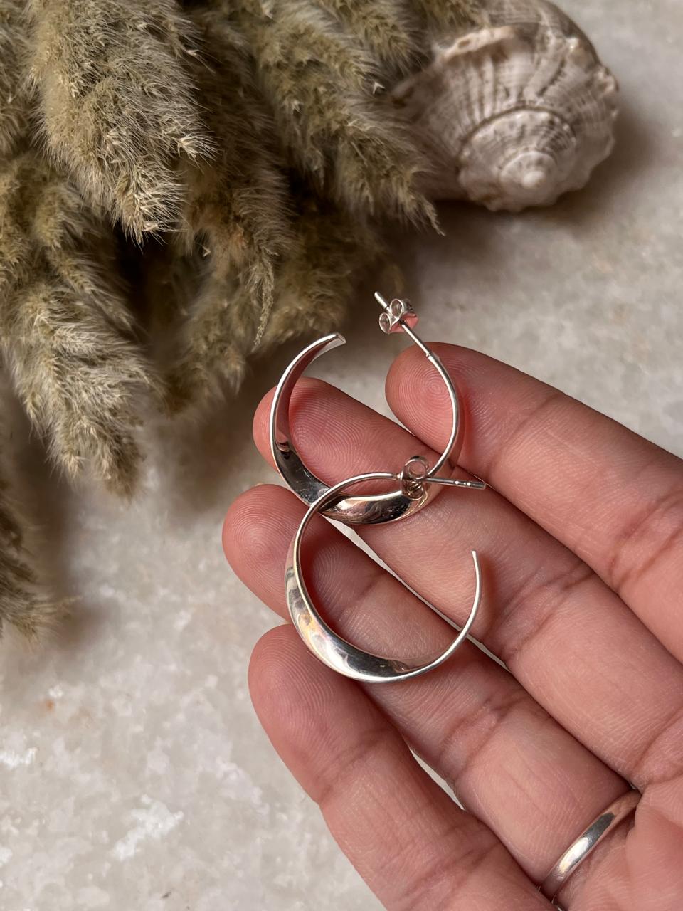 Chunky Italian Twist Statement Half 925 Sterling Silver Hoops