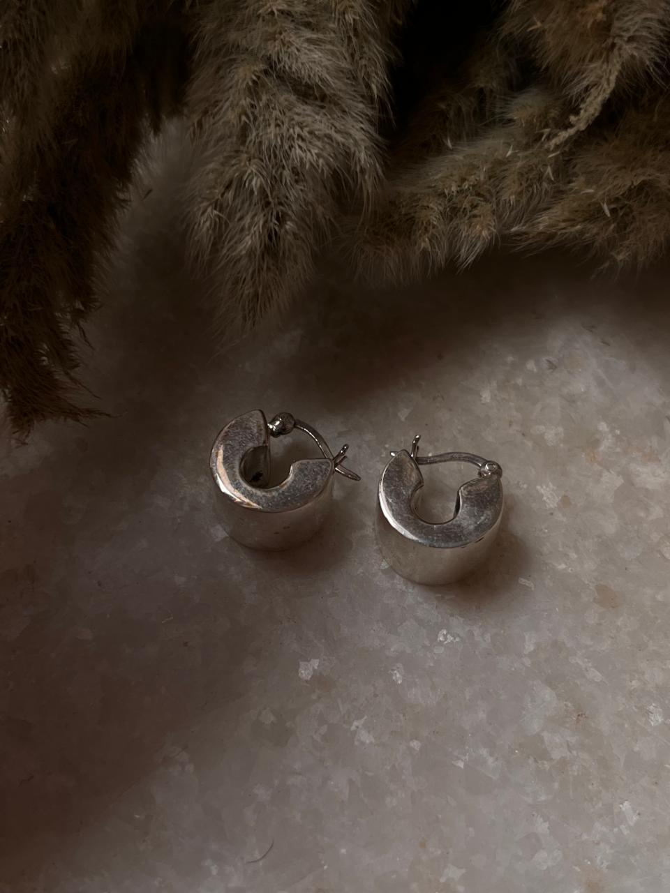 Chunky Italian C 925 Sterling Silver Hoops