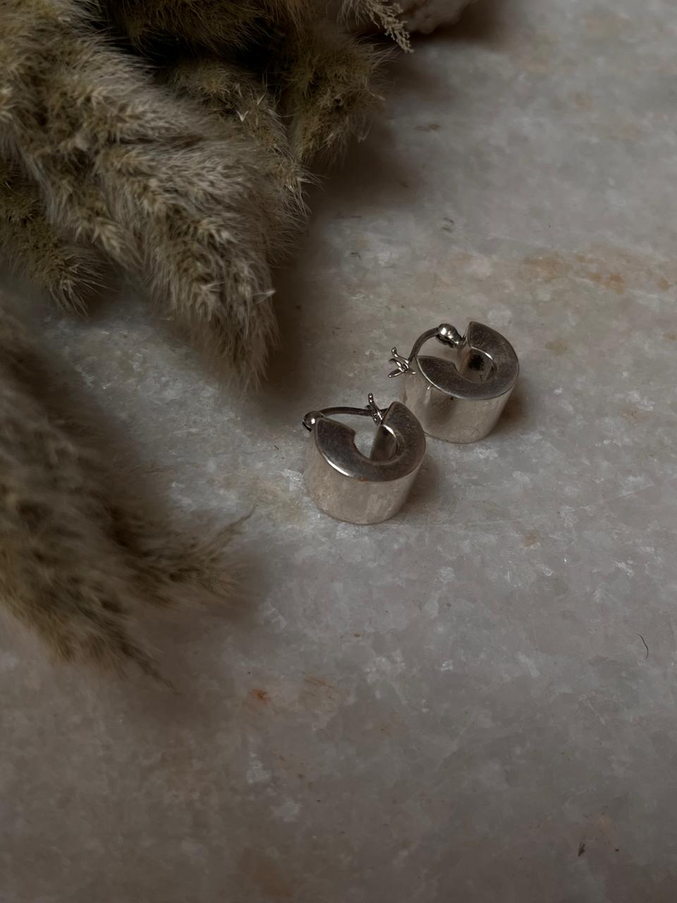 Chunky Italian C 925 Sterling Silver Hoops