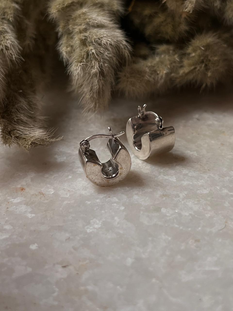 Chunky Italian C 925 Sterling Silver Hoops
