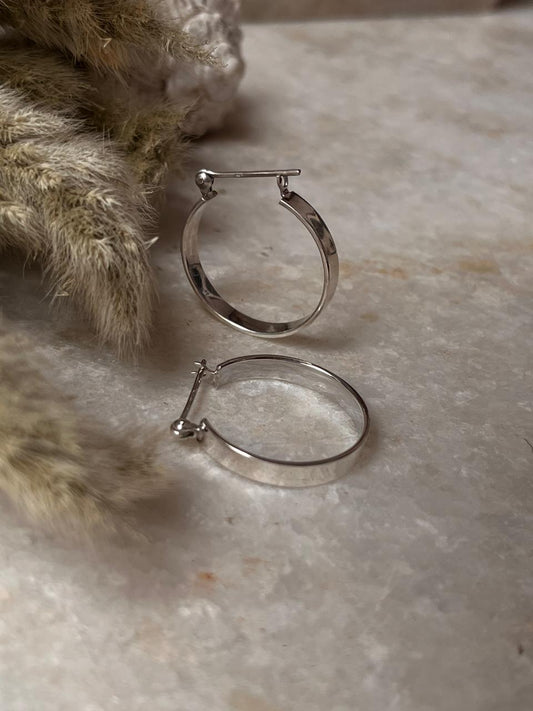 Chunky Italian Rectangular 925 Sterling Silver Hoops