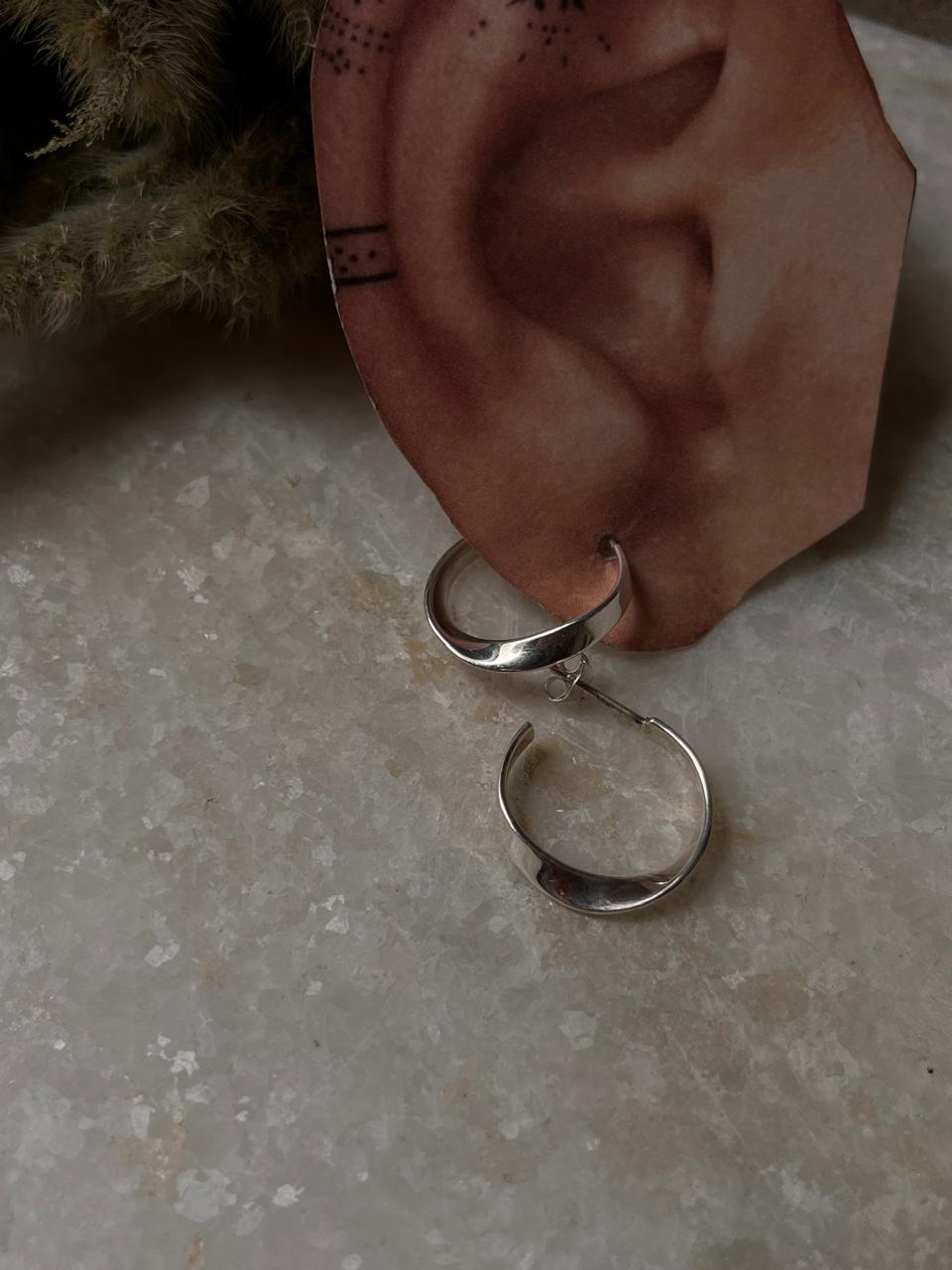Chunky Italian Twist Statement Half 925 Sterling Silver Hoops
