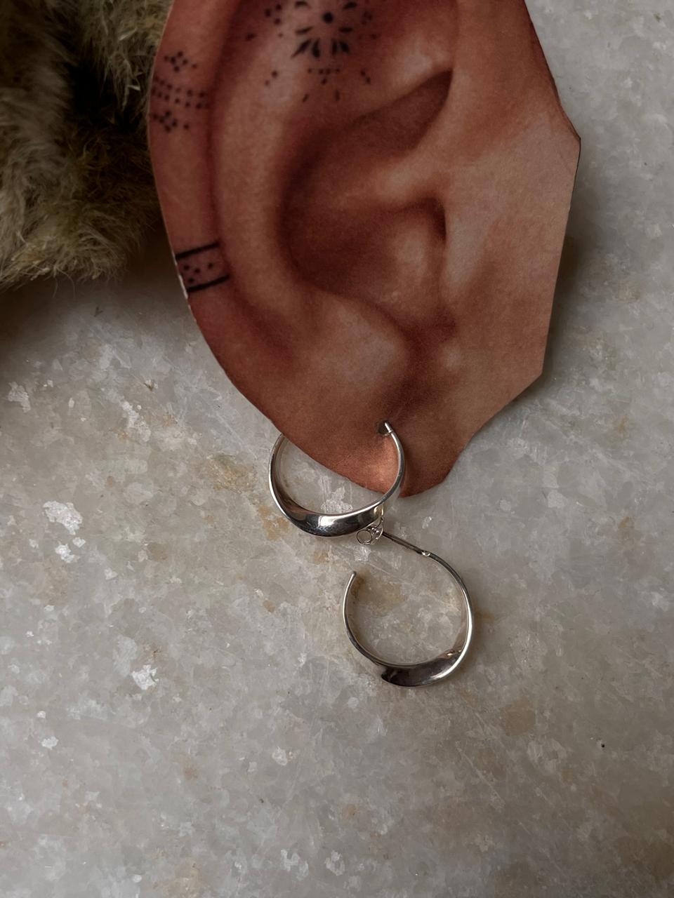 Chunky Italian Twist Statement Half 925 Sterling Silver Hoops