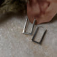 Chunky Italian Rectangular Statement 925 Sterling Silver Hoops