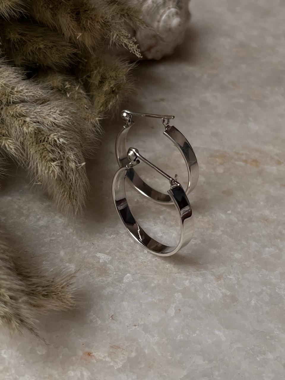 Chunky Italian Rectangular 925 Sterling Silver Hoops