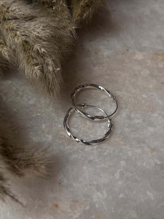 Italian Twist 925 Sterling Silver Hoops