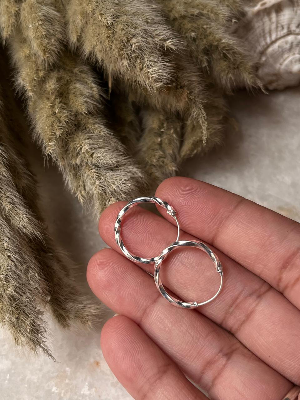 Italian Twist 925 Sterling Silver Hoops