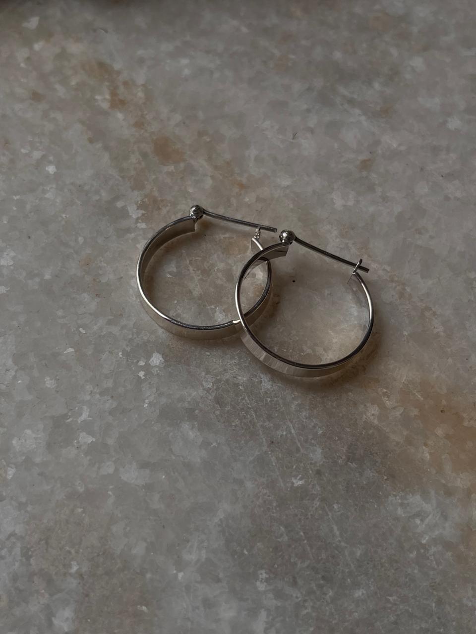 Chunky Italian Rectangular 925 Sterling Silver Hoops