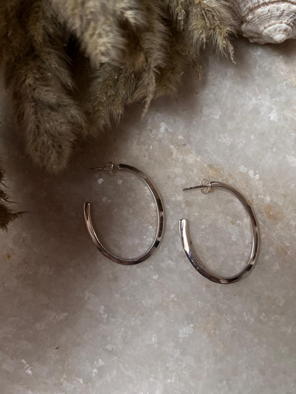 Chunky Italian U Statement Half 925 Sterling Silver Hoops