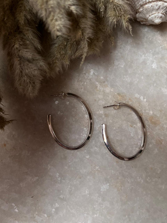 Chunky Italian U Statement Half 925 Sterling Silver Hoops