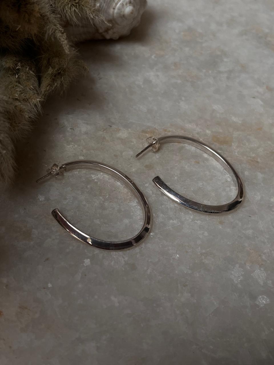 Chunky Italian U Statement Half 925 Sterling Silver Hoops