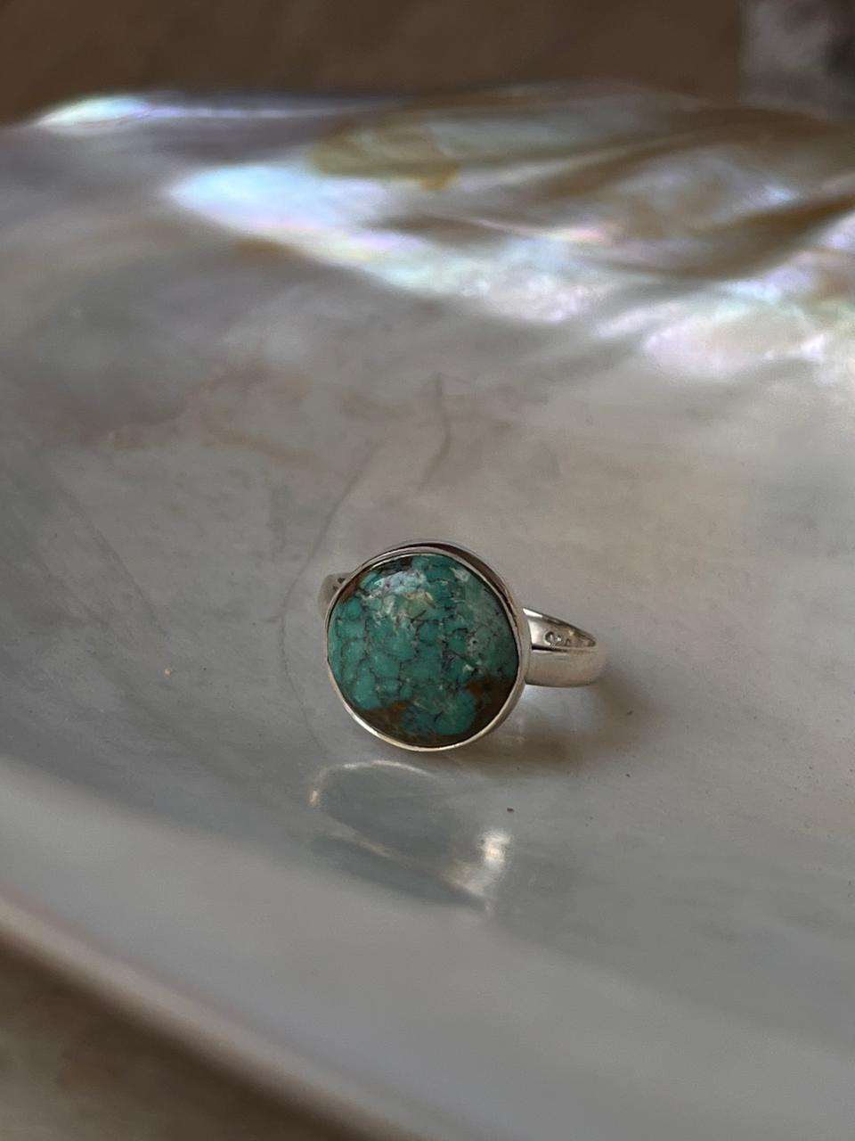 Big Tibet Turquoise 925 Sterling Silver Ring