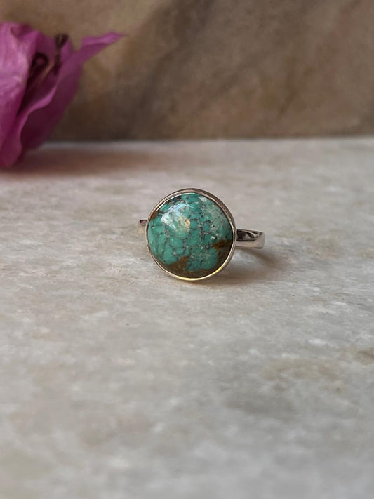 Big Tibet Turquoise 925 Sterling Silver Ring