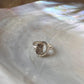 Clear Quartz Raw Uncut Crescent Moon Adjustable 925 Sterling Silver Ring