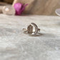 Clear Quartz Raw Uncut Crescent Moon Adjustable 925 Sterling Silver Ring