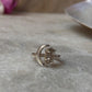 Clear Quartz Raw Uncut Crescent Moon Adjustable 925 Sterling Silver Ring