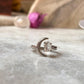 Clear Quartz Raw Uncut Crescent Moon Adjustable 925 Sterling Silver Ring