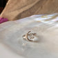Clear Quartz Raw Uncut Crescent Moon Adjustable 925 Sterling Silver Ring