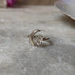 Clear Quartz Raw Uncut Crescent Moon Adjustable 925 Sterling Silver Ring