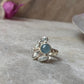 Aquamarine & Blue Topaz Cluster 3 925 Sterling Silver Ring
