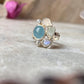 Aquamarine , Blue Topaz & Moonstone Cluster 925 Sterling Silver Ring
