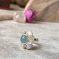 Aquamarine , Blue Topaz & Moonstone Cluster 925 Sterling Silver Ring