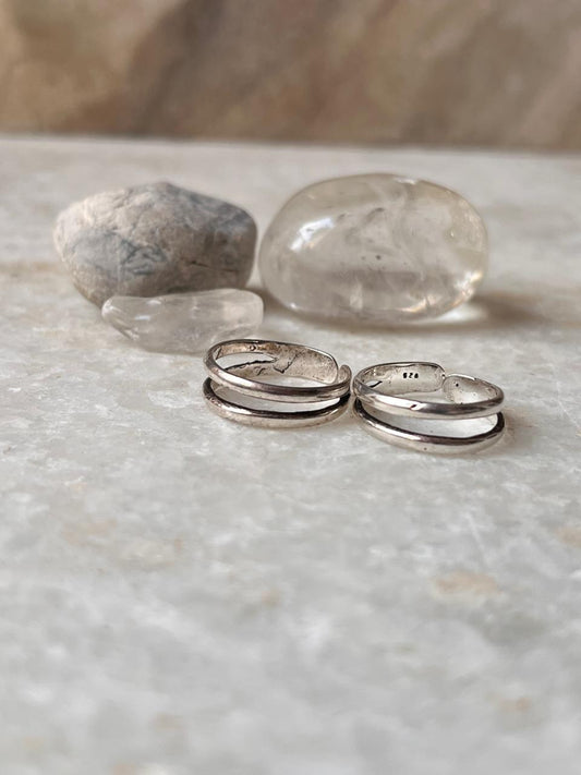 Double Stack Pure 925 Sterling Silver Toe Ring