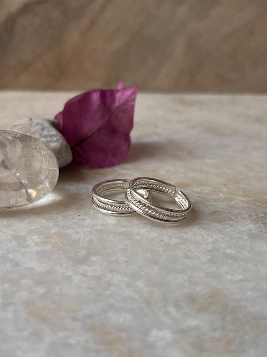 3 wire toe ring in 925 sterling silver  