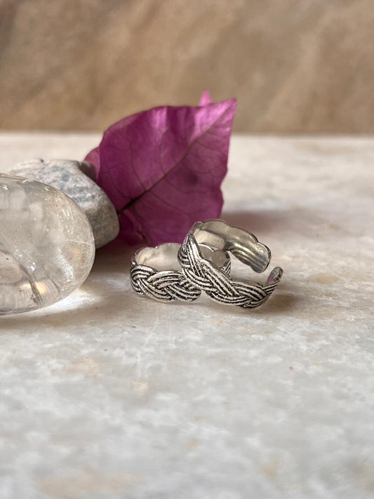 Braided Pure 925 Sterling Silver Toe Ring