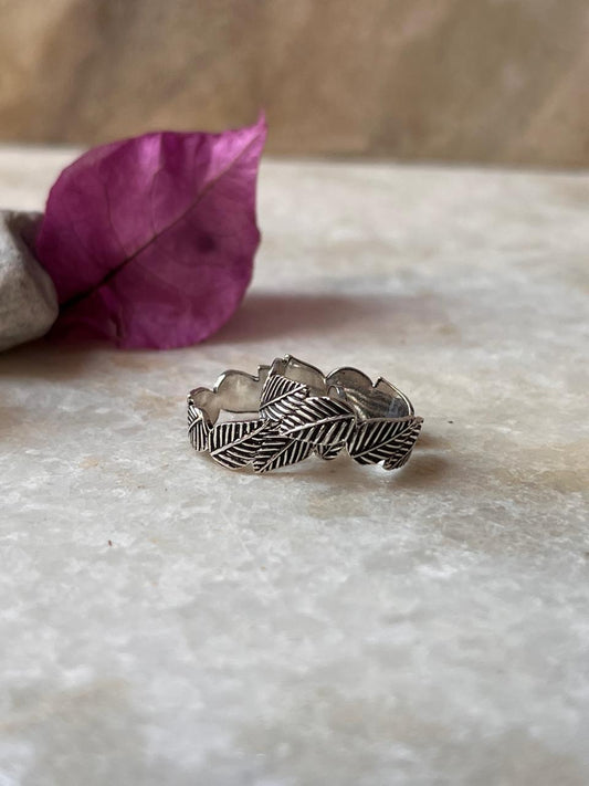 Leafy Band Pure 925 Sterling Silver Toe Ring