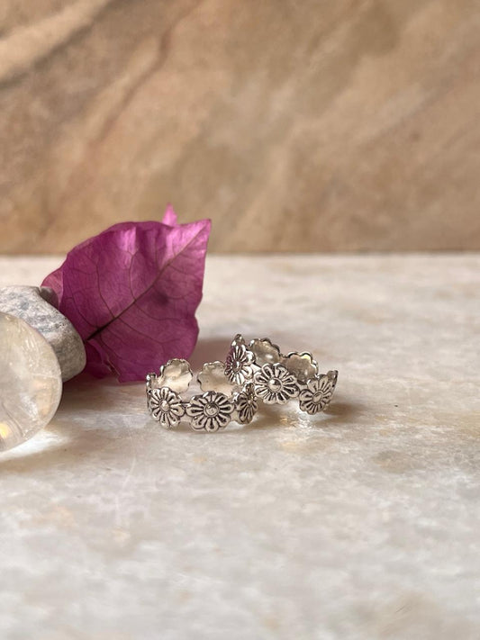 Flower Band Pure 925 Sterling Silver Toe Ring