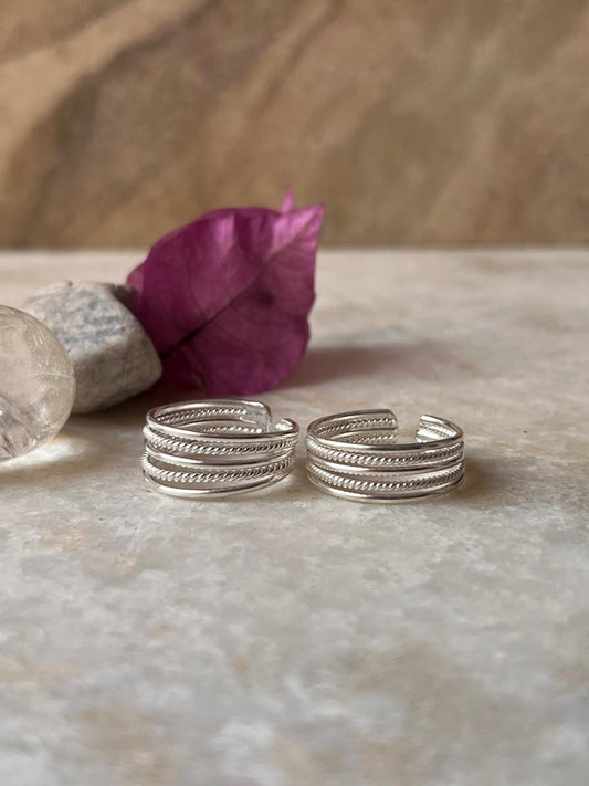6 wire toe ring in 925 sterling silver  