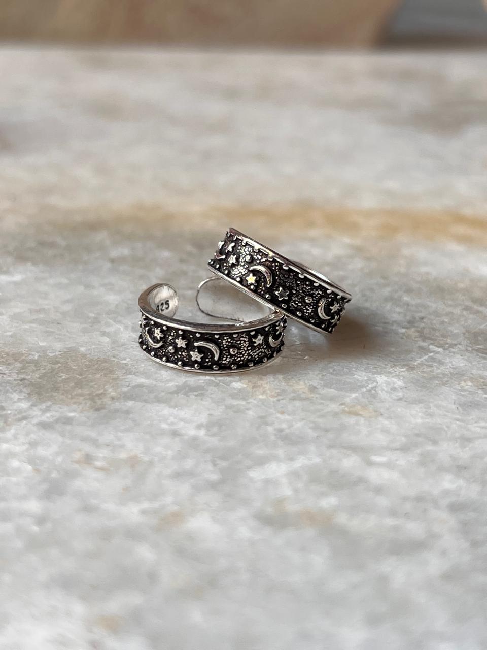 Chand Sitare toe ring in pure 925 sterling silver  