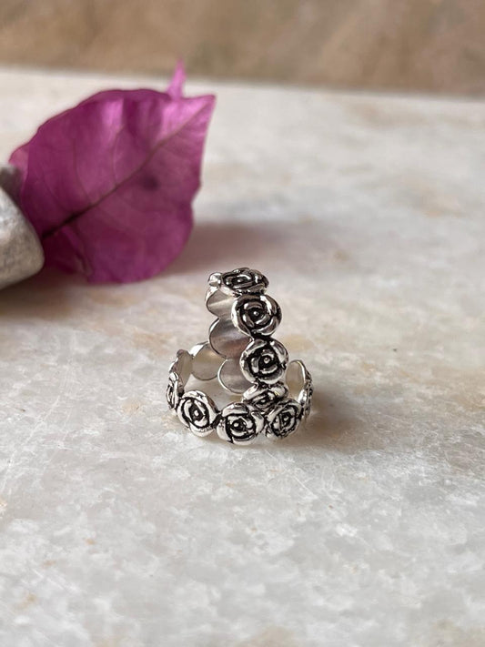 Roses Band Pure 925 Sterling Silver Toe Ring