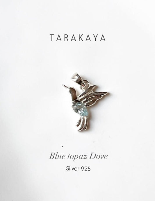 Blue Topaz Dove 925 Sterling Silver Pendant