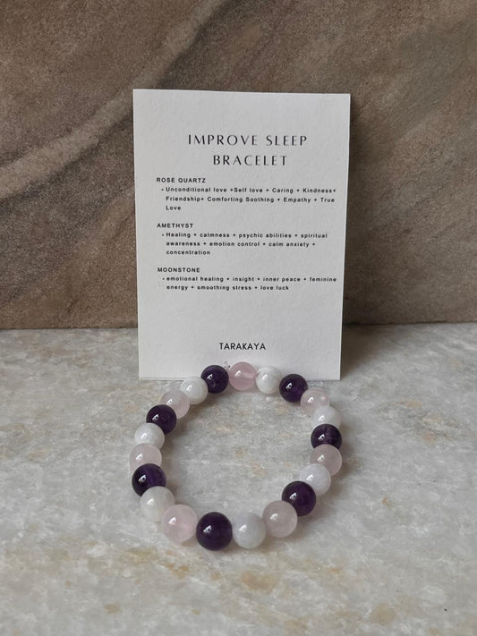 Intention- Improve My Sleep / Insomnia 8MM Natural Crystal Bracelet