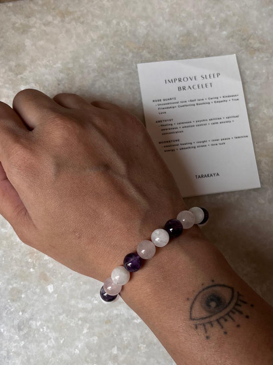 Intention- Improve My Sleep / Insomnia 8MM Natural Crystal Bracelet