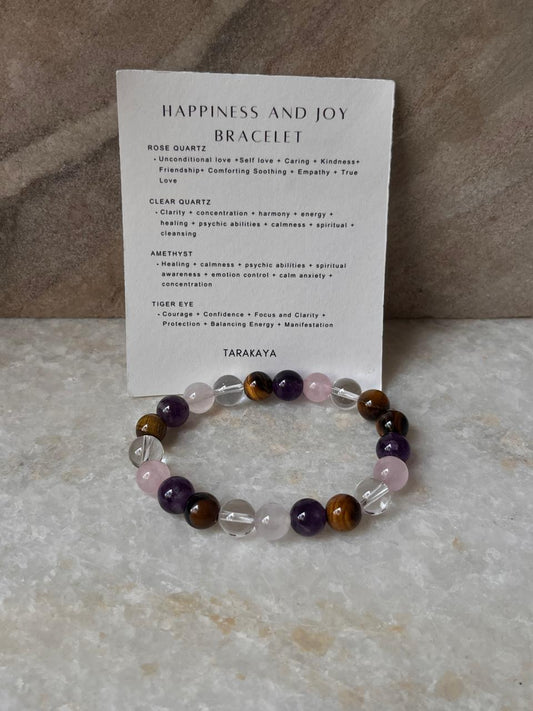 Intention- Happiness and Joy 8MM Natural Crystal Bracelet