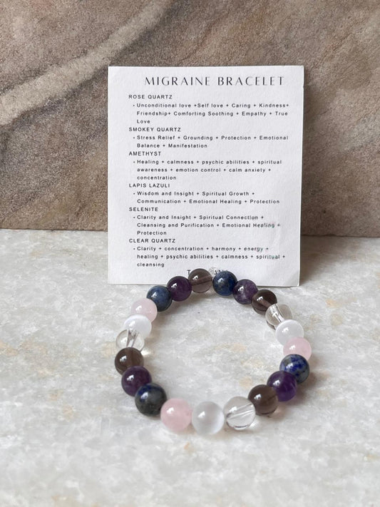 Intention- Relief From Migraine 8MM Natural Crystal Bracelet