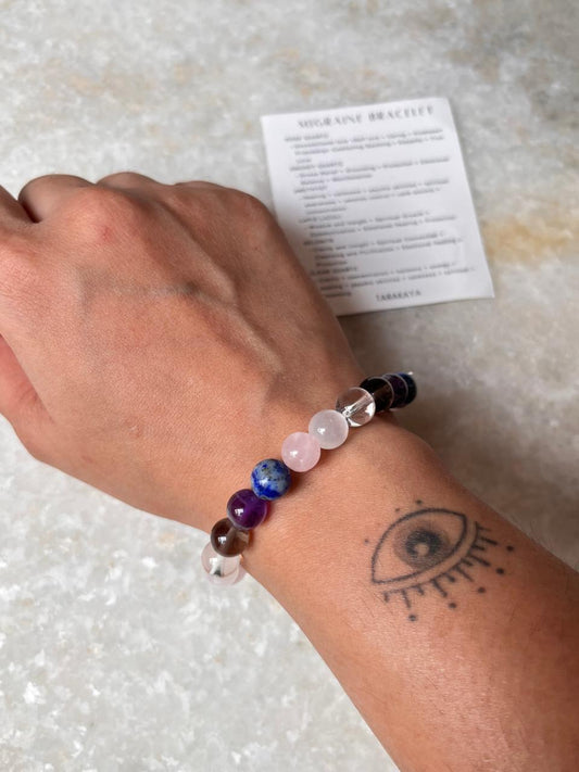 Intention- Relief From Migraine 8MM Natural Crystal Bracelet