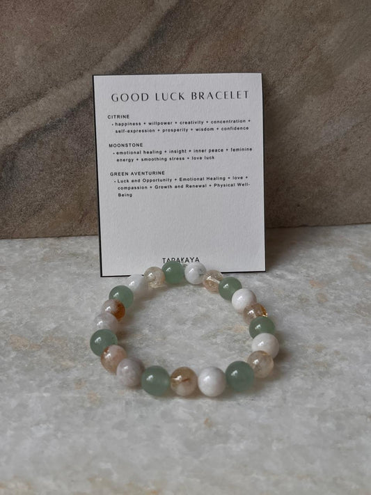 Intention- I Deserve Good Lucks 8MM Natural Crystal Bracelet