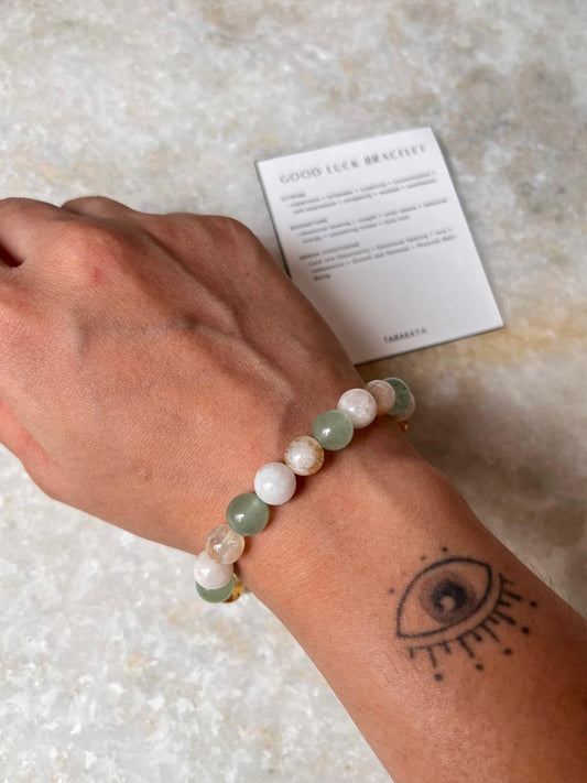 Intention- I Deserve Good Lucks 8MM Natural Crystal Bracelet