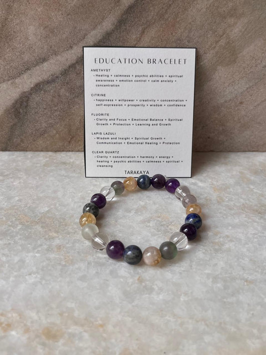 Intention- I Need Good Education 8MM Natural Crystal Bracelet