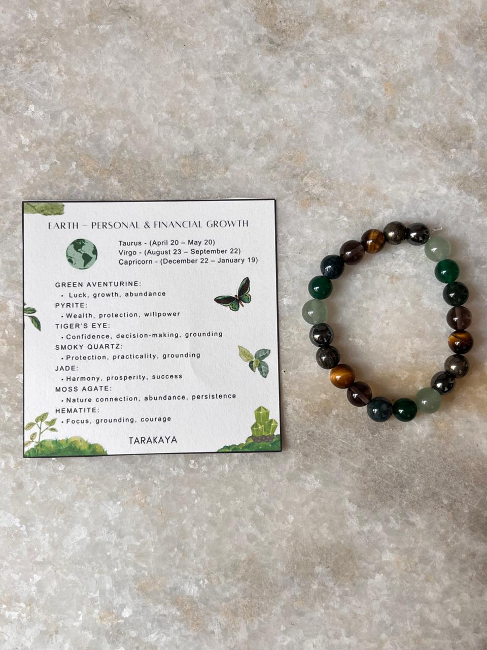 I Am Like Earth Element - Personal &Financial Growth 8mm Natural Crystal Bracelet