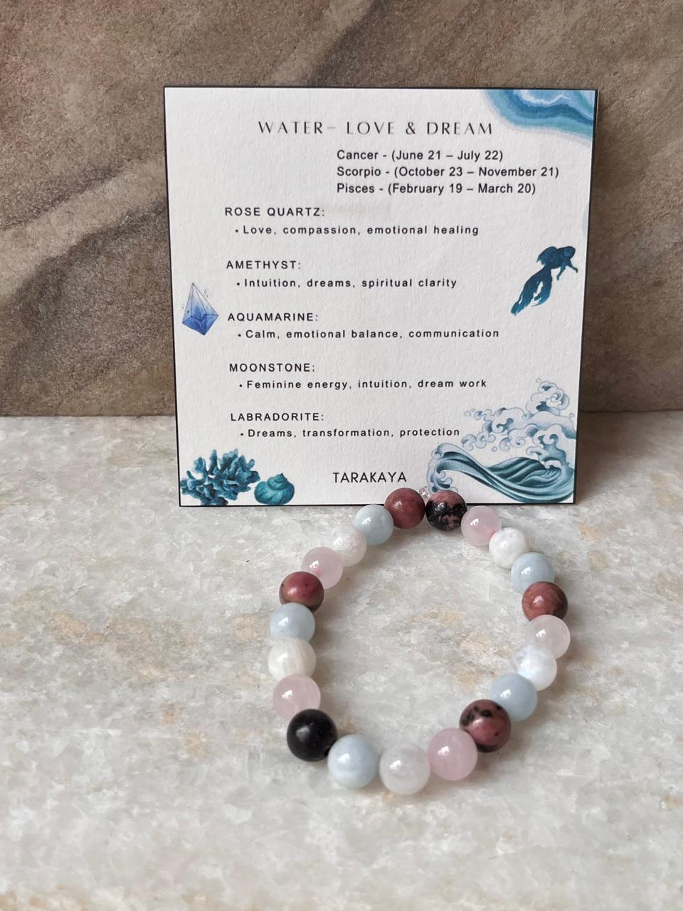 I Am Like Water Element - Love & Dream 8mm Natural Crystal Bracelet