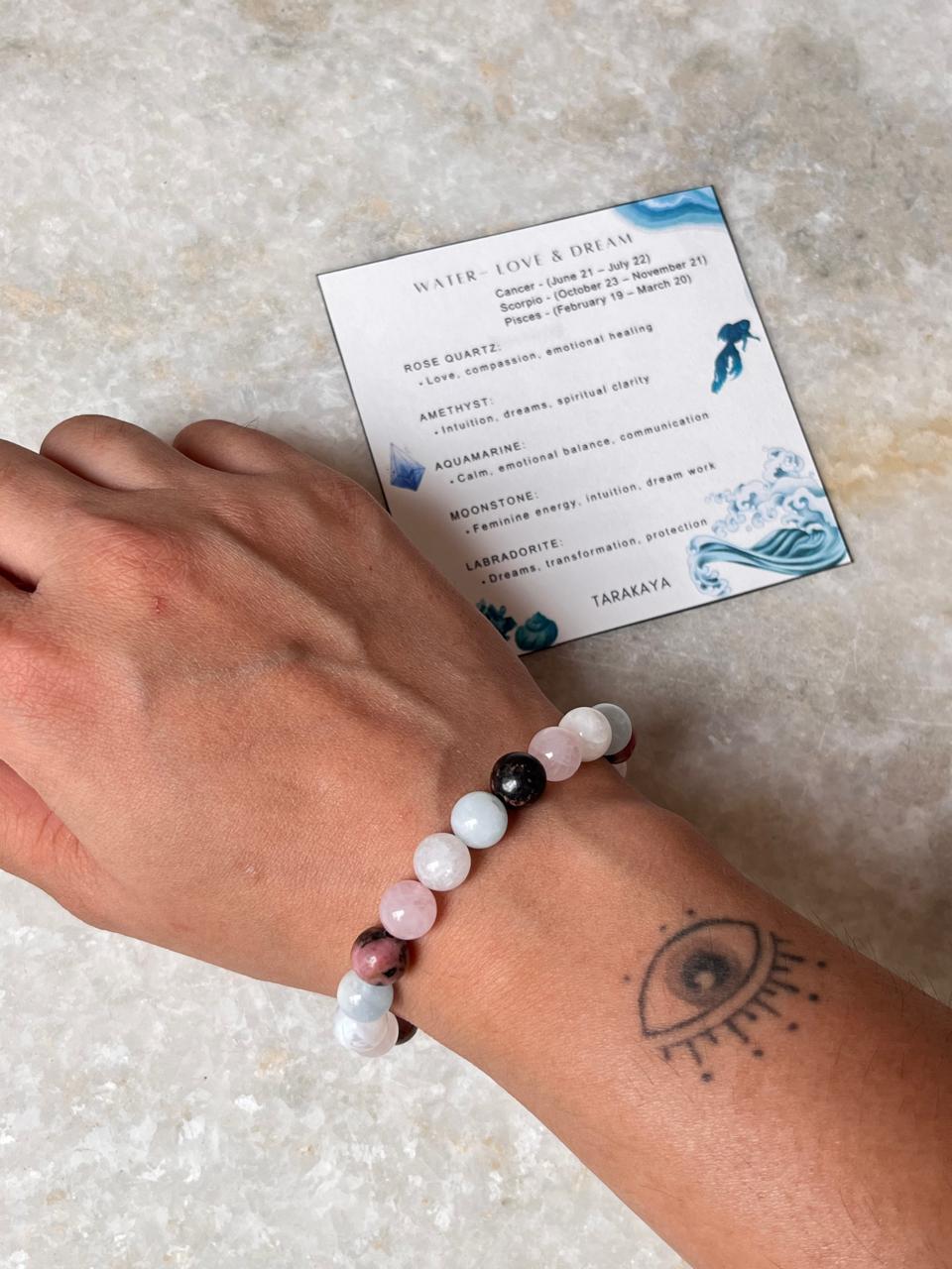 I Am Like Water Element - Love & Dream 8mm Natural Crystal Bracelet