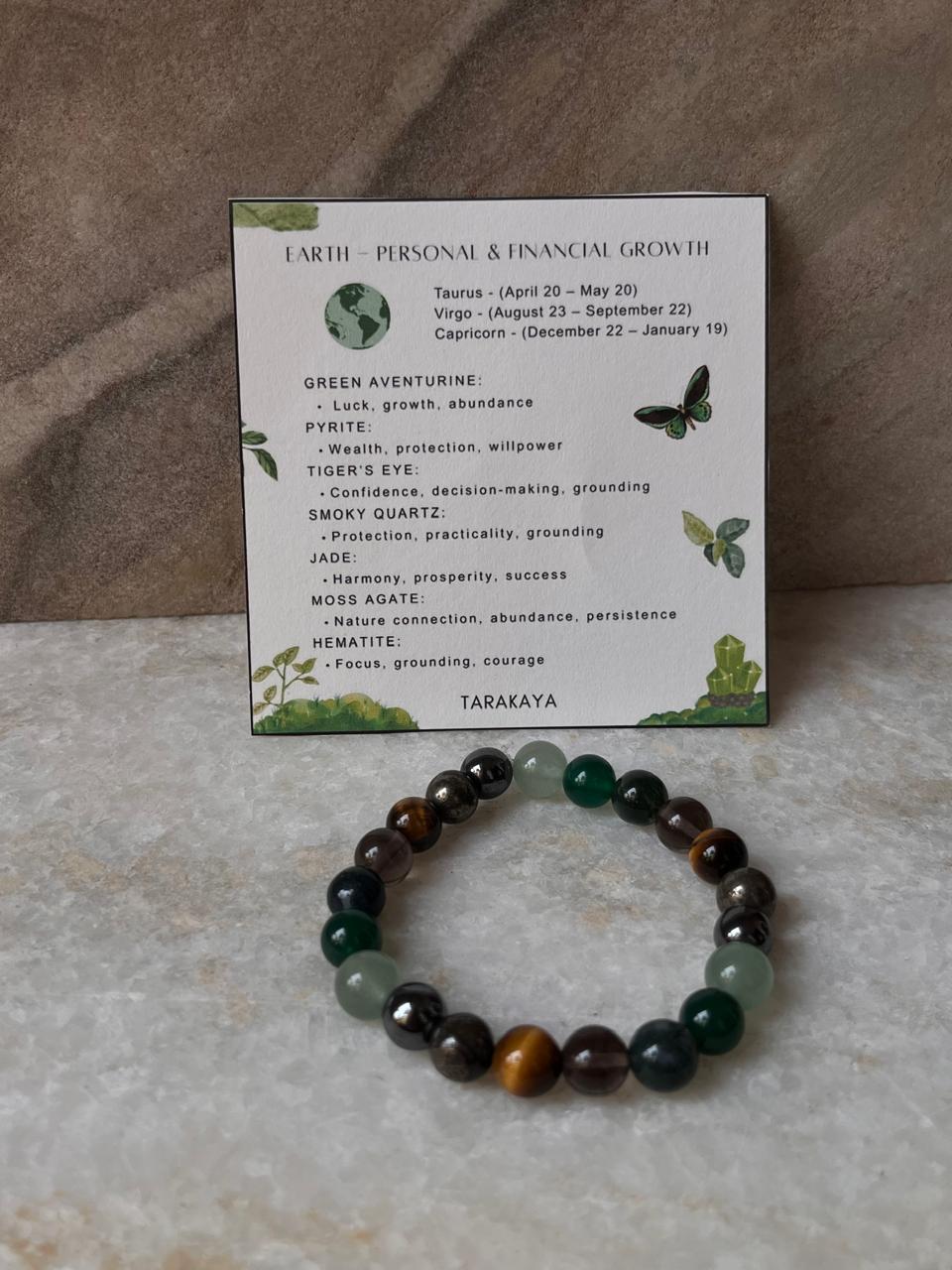 I Am Like Earth Element - Personal &Financial Growth 8mm Natural Crystal Bracelet