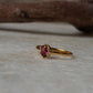 Gold Vermeil Rhodolite Garnet Vintage Solitaire 925 Sterling Silver Ring